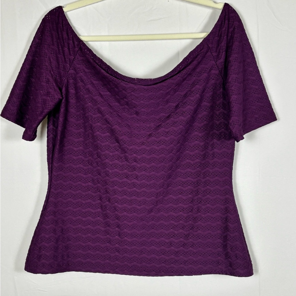 Guess Cropped Top Textured Magenta Purple- XL - Picture 6 of 9